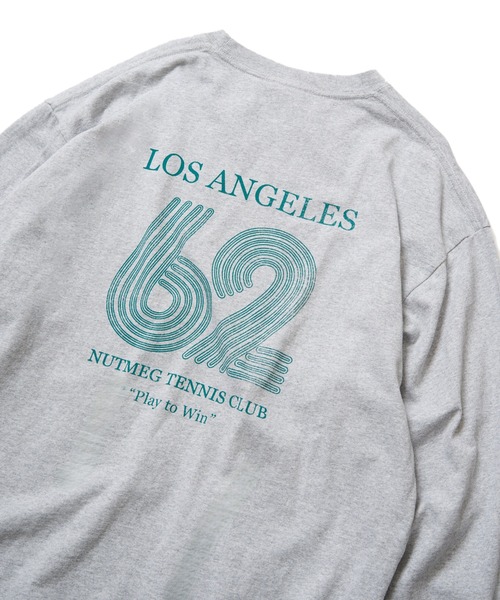 NO NEED(ノーニード)の「【NUTMEG/ナツメグ】TENNISプリント USAヘビーウェイト ロンT(Tシャツ/カットソー・メンズ・ブラック/オフホワイト/グレー/ネイビー・M/L)」の3枚目の写真