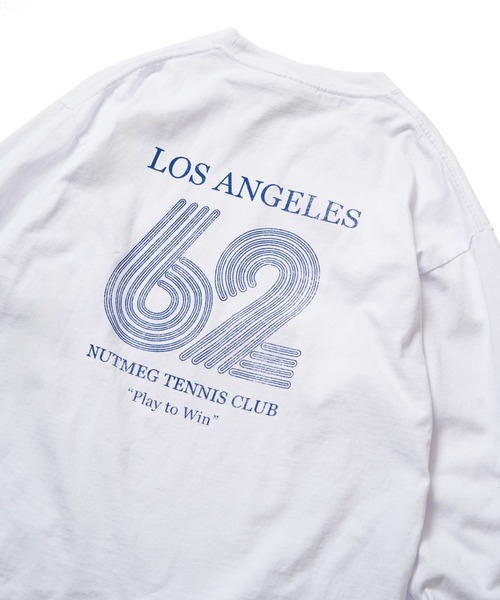 NO NEED(ノーニード)の「【NUTMEG/ナツメグ】TENNISプリント USAヘビーウェイト ロンT(Tシャツ/カットソー・メンズ・ブラック/オフホワイト/グレー/ネイビー・M/L)」の2枚目の写真