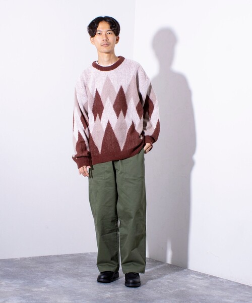 GLOSTER(グロスター)の「【限定展開】【GLOSTER/グロスター】モヘヤライク クルーネックニット (チェック/アーガイル)(ニット/セーター・メンズ・グレー系その他/ベージュ系その他/グリーン系その他/ブルー系その他・M/L/XL)」の6枚目の写真