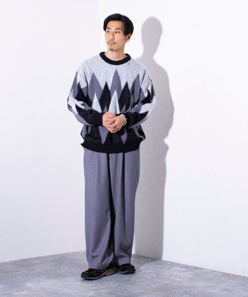 GLOSTER(グロスター)の「【限定展開】【GLOSTER/グロスター】モヘヤライク クルーネックニット (チェック/アーガイル)(ニット/セーター・メンズ・グレー系その他/ベージュ系その他/グリーン系その他/ブルー系その他・M/L/XL)」の14枚目の写真