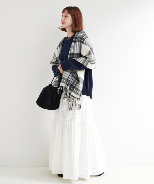 B.C STOCK(ベーセーストック)の「MOON/ムーン 別注 チェックストール(マフラー・レディース・ブルー/グリーン/ブラック/グレー/チャコールグレー・FREE)」の7枚目の写真