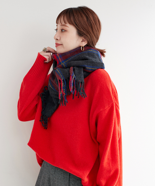 B.C STOCK(ベーセーストック)の「MOON/ムーン 別注 チェックストール(マフラー・レディース・ブルー/グリーン/ブラック/グレー/チャコールグレー・FREE)」の16枚目の写真