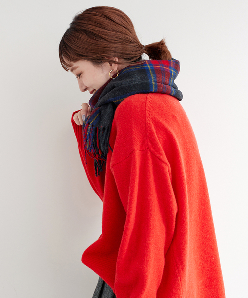 B.C STOCK(ベーセーストック)の「MOON/ムーン 別注 チェックストール(マフラー・レディース・ブルー/グリーン/ブラック/グレー/チャコールグレー・FREE)」の17枚目の写真