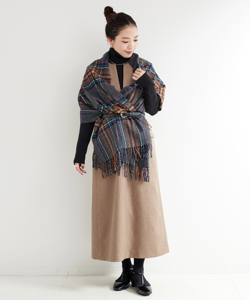 B.C STOCK(ベーセーストック)の「MOON/ムーン 別注 チェックストール(マフラー・レディース・ブルー/グリーン/ブラック/グレー/チャコールグレー・FREE)」の19枚目の写真