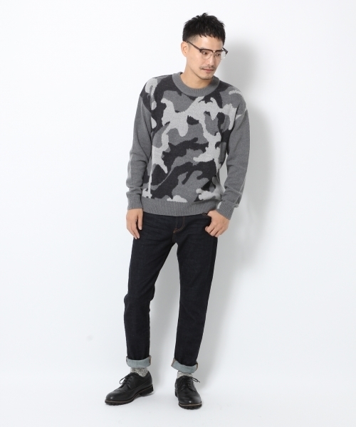 【美品✨】BRIEFING ニット セーター 長袖 カモフラ 洗える 黒×グレー カモフラヘンリーネックニット（ニット/セーター）｜sedacle（セダクル