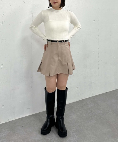 archives（アルシーヴ）の「肩ボタンモールリブニット（ニット/セーター・レディース・ピンクベージュ/ブラック/ブルー/オフホワイト・MEDIUM）」の14枚目の写真