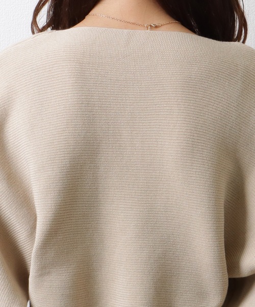 Lace Ladies（レースレディース）の「クルーネック バットウィングスリーブ クロスニット クロップ丈 トップス セーター（ニット/セーター・レディース・グレー/ベージュ・FREE）」の16枚目の写真