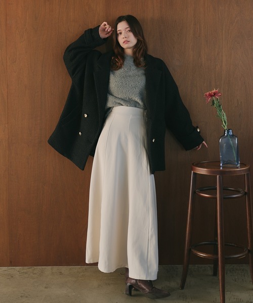 fupel（フぺル）の「boucle double tailored coat / ブークレダブルテーラードコート（テーラードジャケット・レディース・ブラック/モカ・FREE）」の20枚目の写真