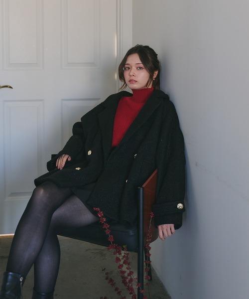 fupel（フぺル）の「boucle double tailored coat / ブークレダブルテーラードコート（テーラードジャケット・レディース・ブラック/モカ・FREE）」の17枚目の写真