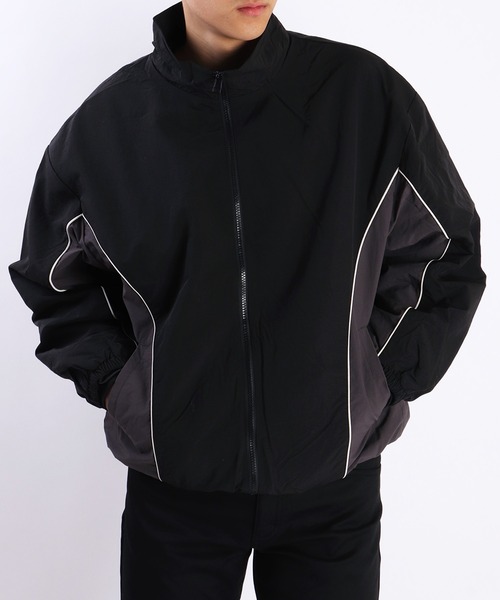 WESTSEA（ウエストシー）の「ナイロン ライン切替トラックジャケット オーバーサイズ（ナイロンジャケット・メンズ・ブラック/カーキ/グレー・M/L）」の11枚目の写真