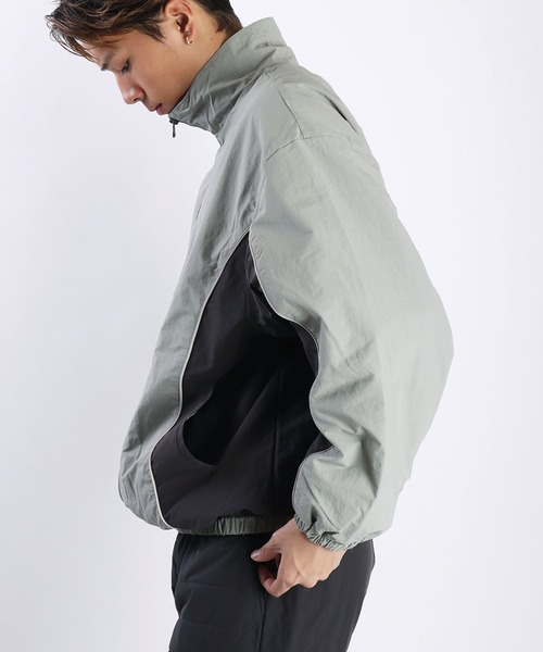 WESTSEA（ウエストシー）の「ナイロン ライン切替トラックジャケット オーバーサイズ（ナイロンジャケット・メンズ・ブラック/カーキ/グレー・M/L）」の14枚目の写真