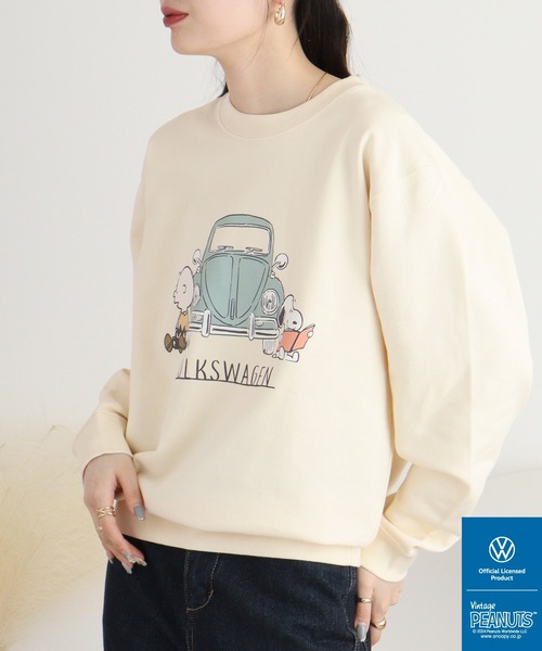 トレーナー スウェット PEANUTS×VW SNOOPY×フォルクスワーゲンスウェットクルーネックトレーナー レディース メンズ PEANUTS×VW SNOOPY×フォルクスワーゲンスウェットクルーネック