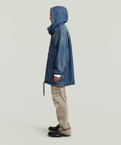 G-STAR(ジースター)の「Parachute Hooded Anorak/ミリタリーディテールヴィンテージライクデニムアノラックジャケット(ブルゾン・メンズ・インディゴブルー・MEDIUM/LARGE/SMALL/X-LARGE/X-SMALL)」の4枚目の写真