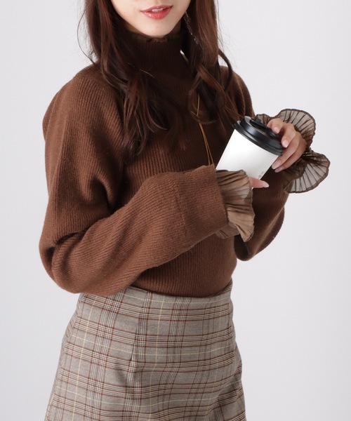 Lace Ladies（レースレディース）の「フリル プリーツ フェイクレイヤード リブ ニット プルオーバー（ニット/セーター・レディース・アイボリー/グレー/ブラウン/ブラック・FREE/S）」の11枚目の写真