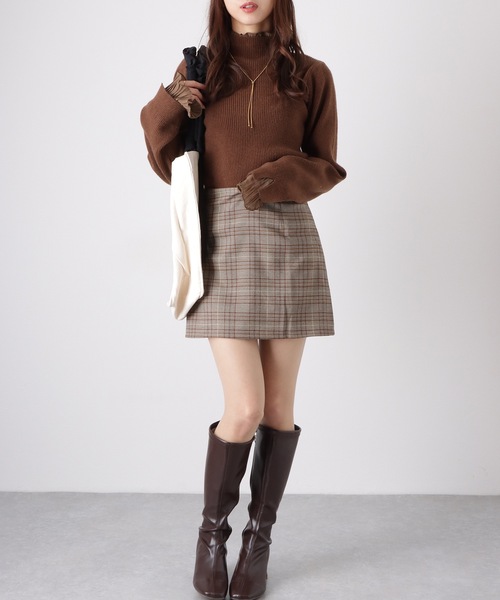 Lace Ladies（レースレディース）の「フリル プリーツ フェイクレイヤード リブ ニット プルオーバー（ニット/セーター・レディース・アイボリー/グレー/ブラウン/ブラック・FREE/S）」の12枚目の写真