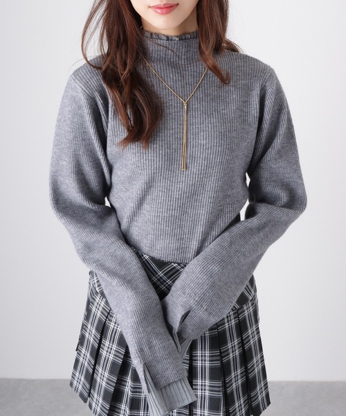 Lace Ladies（レースレディース）の「フリル プリーツ フェイクレイヤード リブ ニット プルオーバー（ニット/セーター・レディース・アイボリー/グレー/ブラウン/ブラック・FREE/S）」の17枚目の写真
