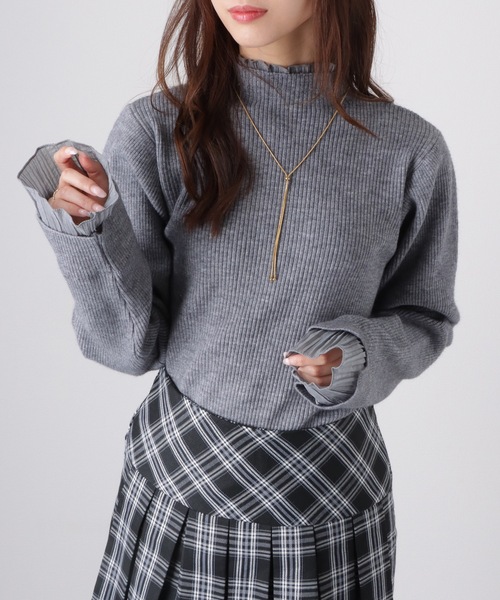 Lace Ladies（レースレディース）の「フリル プリーツ フェイクレイヤード リブ ニット プルオーバー（ニット/セーター・レディース・アイボリー/グレー/ブラウン/ブラック・FREE/S）」の18枚目の写真