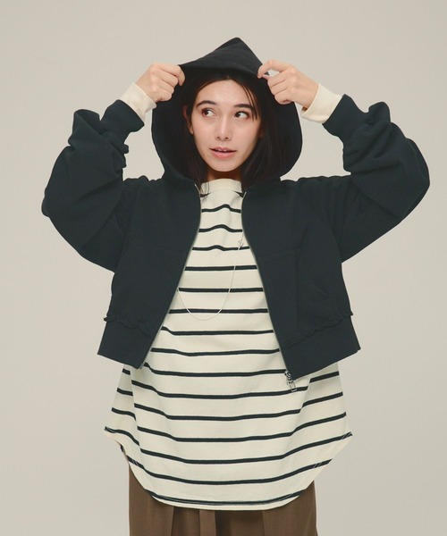 【LAZY OAF】Happy Sad フリースジレ 関税送料込 セール】【eL】Short Zip Hoodie/287468(パーカー)|eL(エル