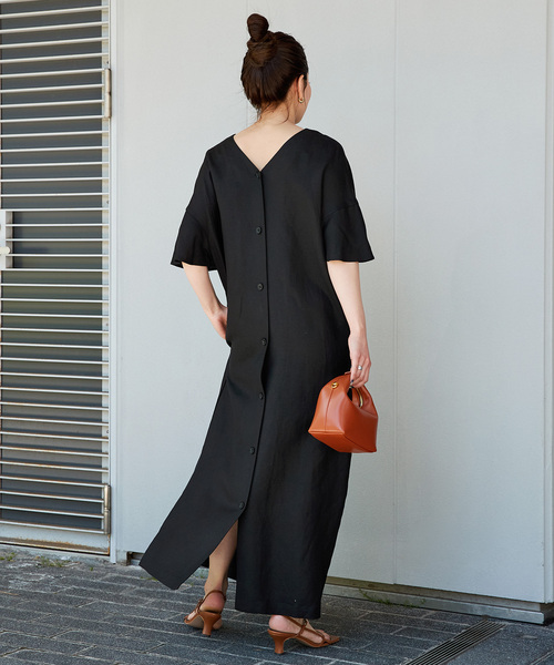 B.C STOCK（ベーセーストック）の「手洗い可 / リネンレーヨン2WAYワンピース（ワンピース・レディース・ブラック/ブルー/ベージュ・FREE）」の6枚目の写真