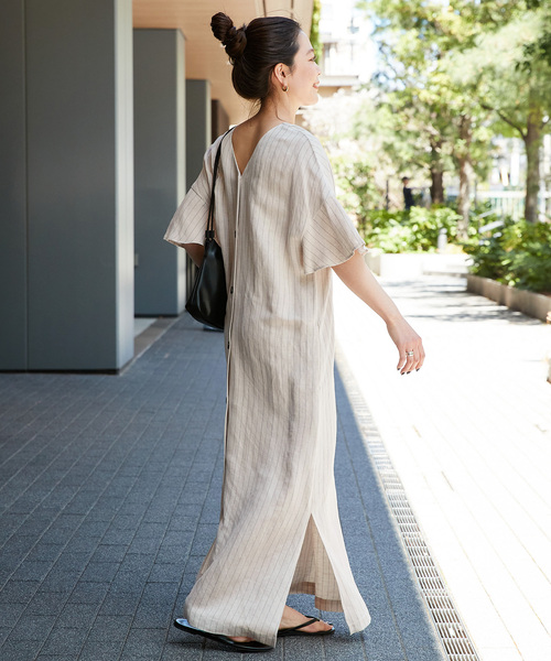 B.C STOCK（ベーセーストック）の「手洗い可 / リネンレーヨン2WAYワンピース（ワンピース・レディース・ブラック/ブルー/ベージュ・FREE）」の16枚目の写真