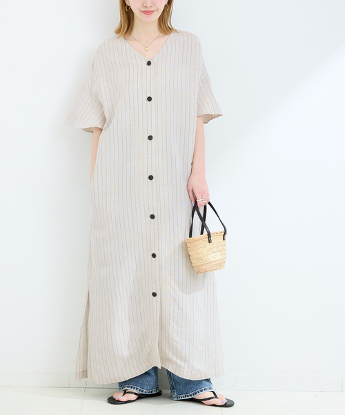 B.C STOCK（ベーセーストック）の「手洗い可 / リネンレーヨン2WAYワンピース（ワンピース・レディース・ブラック/ブルー/ベージュ・FREE）」の22枚目の写真