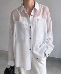 Sheer Panel Shirt シアーストライプ切り替えシャツ