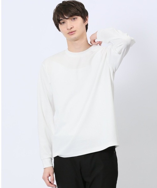 NOTA BENE(ノータベネ)の「【ストレッチ ウォッシャブル】NOTABENE ふくれチェック クルーネック長袖Tシャツ(Tシャツ/カットソー・メンズ・ホワイト/ブラック・MEDIUM/LARGE/X-LARGE)」の1枚目の写真