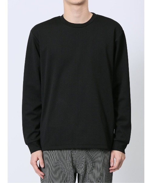 NOTA BENE(ノータベネ)の「【ストレッチ ウォッシャブル】NOTABENE ふくれチェック クルーネック長袖Tシャツ(Tシャツ/カットソー・メンズ・ホワイト/ブラック・MEDIUM/LARGE/X-LARGE)」の8枚目の写真