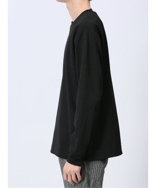 NOTA BENE(ノータベネ)の「【ストレッチ ウォッシャブル】NOTABENE ふくれチェック クルーネック長袖Tシャツ(Tシャツ/カットソー・メンズ・ホワイト/ブラック・MEDIUM/LARGE/X-LARGE)」の9枚目の写真