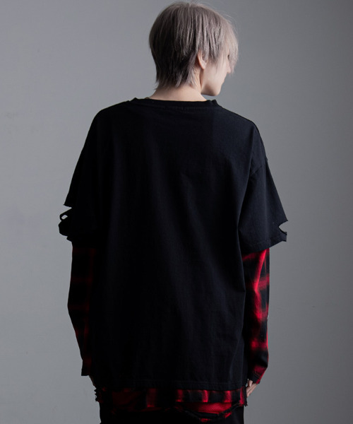 SILVER BULLET(シルバーバレット)の「『SILVER BULLET SELECT AP/シルバーバレットセレクト』ネックレス付きフェイクレイヤードオンブレチェック長袖Tシャツ(Tシャツ/カットソー・レディース・ブラック×レッド/ブラック×ブラック・L/M)」の8枚目の写真