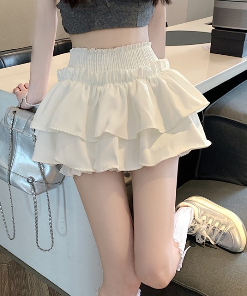 Mejoul（メジュール）の「【インナーパンツ付】ウエストギャザー ティアードフリルミニスカート（スカート・レディース・ブラック/ホワイト・L/M）」の20枚目の写真