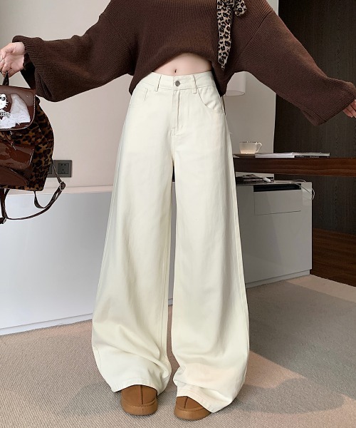 by muni:r(バイ ムニール)の「ベーシックコットンワイドパンツ(その他パンツ・レディース・アイボリー・MEDIUM/SMALL)」の3枚目の写真