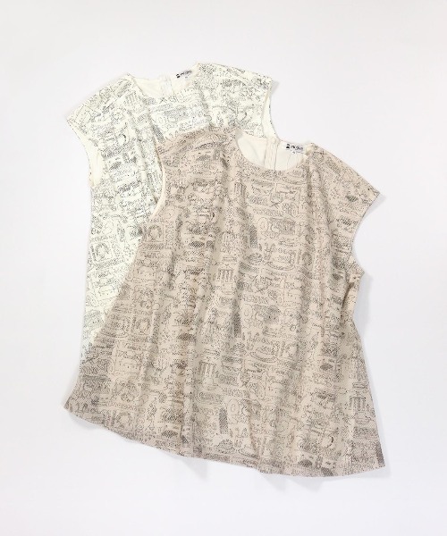 STUDIO PICONE(スタジオピッコーネ)の「メッシュ地プリントノースリトップス(Tシャツ/カットソー・レディース・ホワイト/ベージュ・LL/M/L)」の15枚目の写真