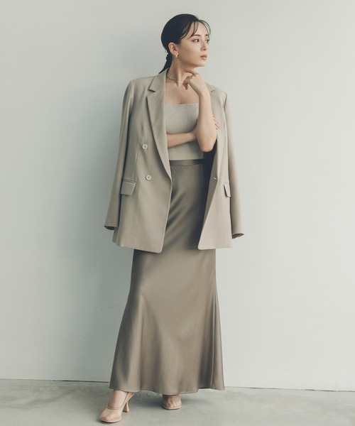 anuans（アニュアンス）の「サテンナロースカート（スカート・レディース・ピンク/モカ/ブラック/アイボリー・X-SMALL/SMALL/MEDIUM）」の7枚目の写真