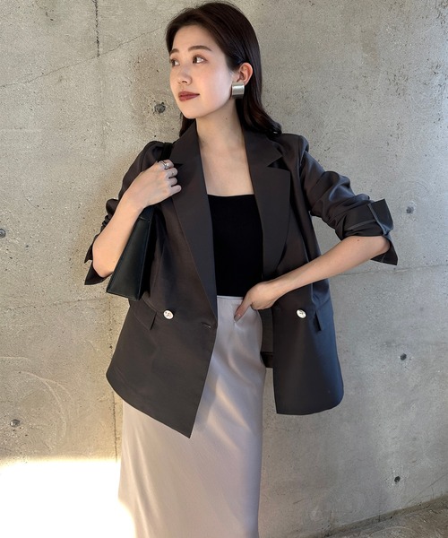 anuans（アニュアンス）の「サテンナロースカート（スカート・レディース・ピンク/モカ/ブラック/アイボリー・X-SMALL/SMALL/MEDIUM）」の18枚目の写真