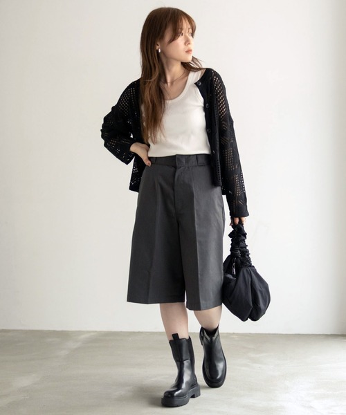 Dickies(ディッキーズ)の「DICKIES サイドポケットワイドハーフパンツ(デニムパンツ・メンズ・インディゴブルー/ベージュ/ブラック/チャコールグレー/ブラック系その他/ダークグリーン・M/L/XL)」の12枚目の写真