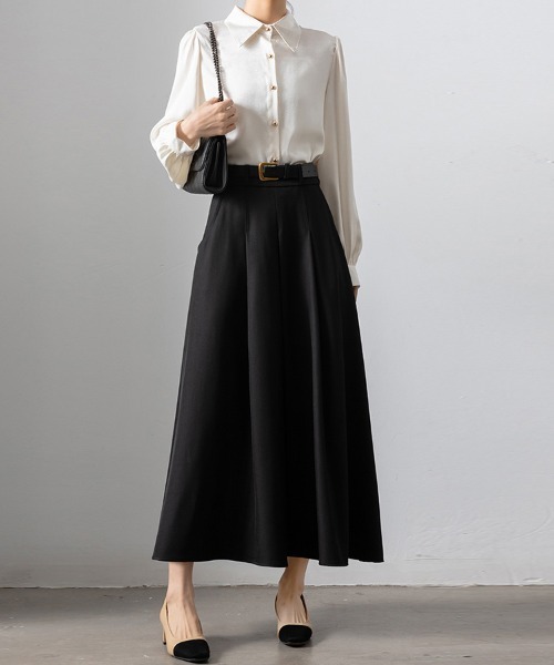 Doux Belle（ドゥーベル）の「Aラインシルエットロングスカート（スカート・レディース・ブラック/グレー・MEDIUM）」の9枚目の写真