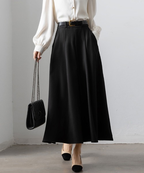 Doux Belle（ドゥーベル）の「Aラインシルエットロングスカート（スカート・レディース・ブラック/グレー・MEDIUM）」の8枚目の写真