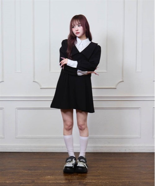 FickleBebe(フィクルベベ)の「レイヤードクラシカルワンピース(ワンピース・レディース・グレー/ブラック・FREE)」の7枚目の写真