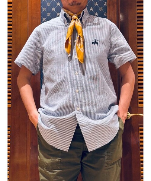 BROOKS BROTHERS(ブルックスブラザーズ)の「◆オンラインストア限定◆コットン ビッグGFロゴ シアサッカー ショートスリーブ カジュアルシャツ Traditional Fit(シャツ/ブラウス・メンズ・ブルー・LARGE/MEDIUM/SMALL/X-LARGE)」の12枚目の写真