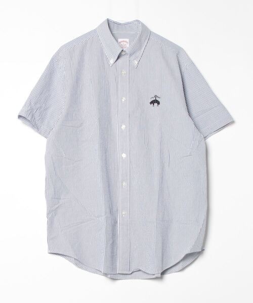 BROOKS BROTHERS(ブルックスブラザーズ)の「◆オンラインストア限定◆コットン ビッグGFロゴ シアサッカー ショートスリーブ カジュアルシャツ Traditional Fit(シャツ/ブラウス・メンズ・ブルー・LARGE/MEDIUM/SMALL/X-LARGE)」の2枚目の写真