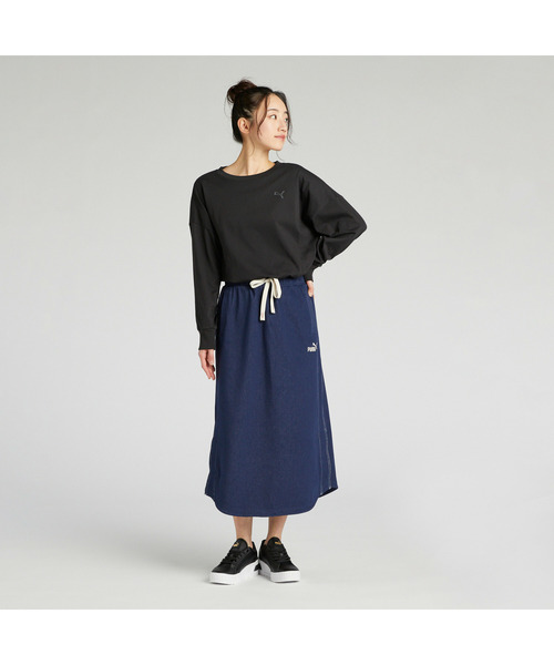 PUMA(プーマ)の「PUMA プーマ ウィメンズ ESS MX キャット ロゴ リラックス 長袖 Tシャツ(Tシャツ/カットソー・レディース・ホワイト/ブラック・MEDIUM/SMALL/LARGE/X-LARGE)」の5枚目の写真