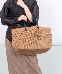 美品 ヴァジック かごバッグ トート ラフィア A4可 ベージュ ブラウン