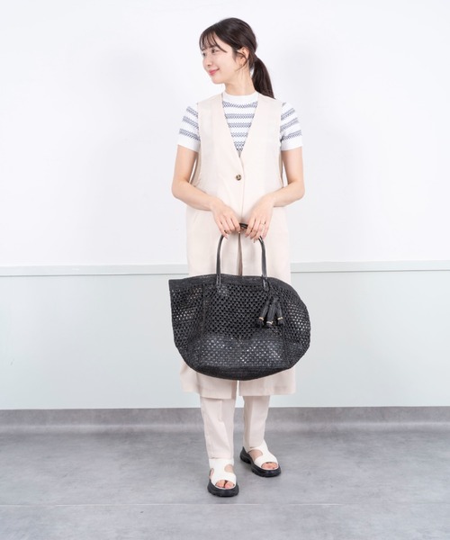 Rivel(リヴェル)の「【Rabarany】かごバッグ ラフィア素材 トートバッグ メッシュ ハンドメイド(かごバッグ・レディース・ダークブラウン/ナチュラル/ブラック・FREE)」の12枚目の写真
