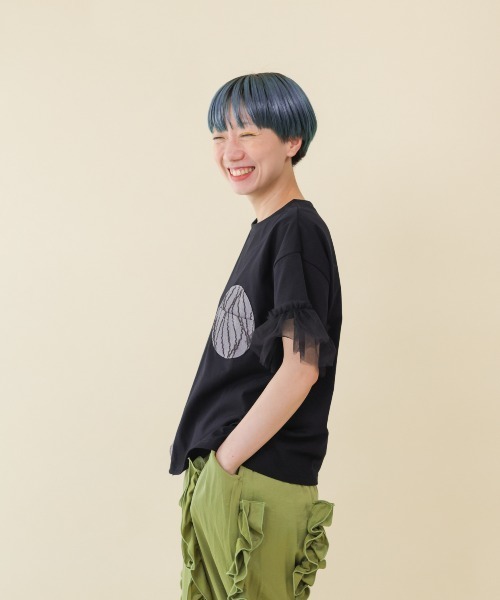 unica(ユニカ)の「パッチワークワンポケットT(Tシャツ/カットソー・レディース・ブラック/ライトパープル/オフホワイト・F)」の8枚目の写真