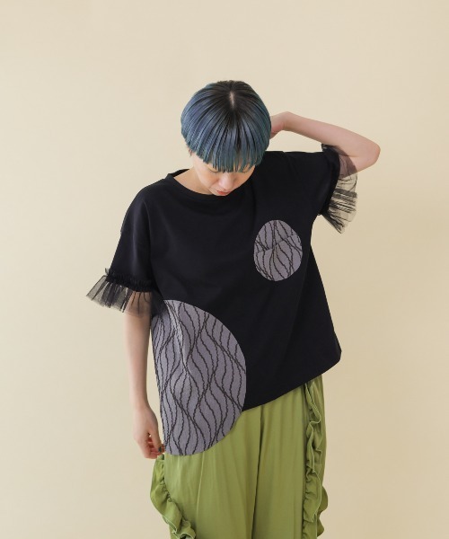 unica(ユニカ)の「パッチワークワンポケットT(Tシャツ/カットソー・レディース・ブラック/ライトパープル/オフホワイト・F)」の10枚目の写真