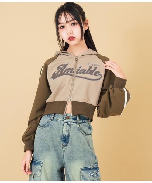 新品タグ付き✨24ss アナダブルジャージーパーカー　ペプラム　ジップ ダブルジップ ジャージ パーカー（ジャージ）｜ANAP GiRL（アナップ