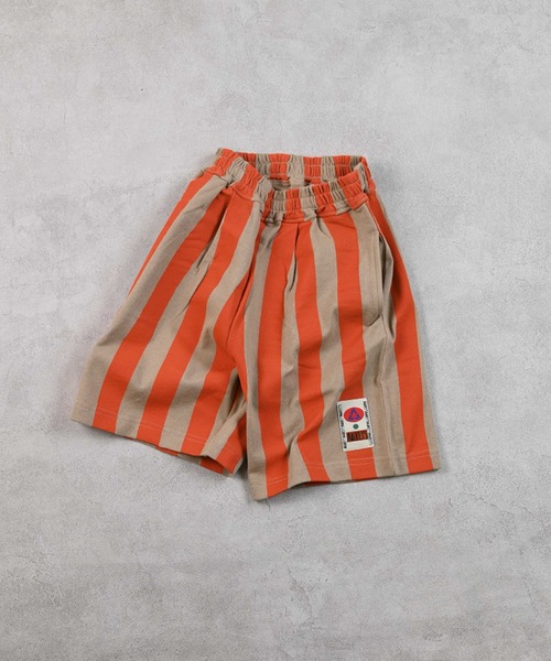 MARKEY'S(マーキーズ)の「ミニ裏毛ストライプワイドタックハーフパンツ(その他パンツ・キッズ・ブラック/イエロー/パープル/レッド・80/90/100/110/120/130/140/150)」の4枚目の写真