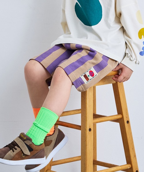 MARKEY'S(マーキーズ)の「ミニ裏毛ストライプワイドタックハーフパンツ(その他パンツ・キッズ・ブラック/イエロー/パープル/レッド・80/90/100/110/120/130/140/150)」の22枚目の写真