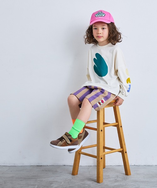 MARKEY'S(マーキーズ)の「ミニ裏毛ストライプワイドタックハーフパンツ(その他パンツ・キッズ・ブラック/イエロー/パープル/レッド・80/90/100/110/120/130/140/150)」の11枚目の写真